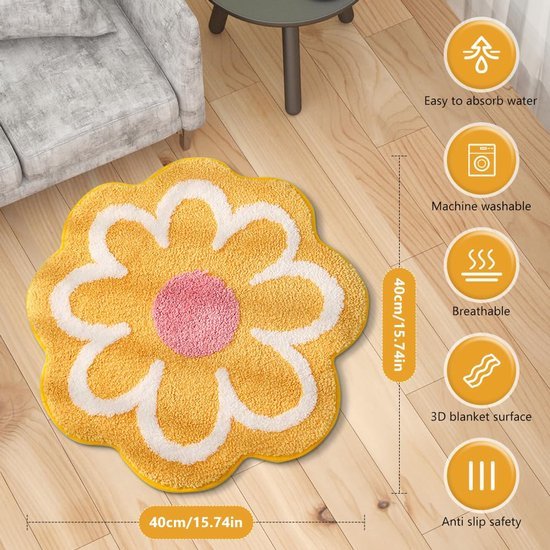 550x550-22062.jpg Unyqoos® Zachte en kleurrijke bloemvormige badmat voor badkamer en kinderkamer