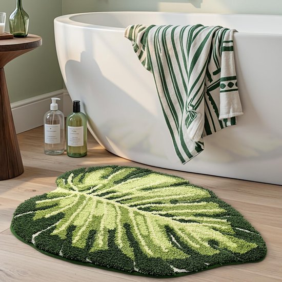 Unyqoos® Stijlvolle en praktische badmat met bladpatroon voor badkamer en meer