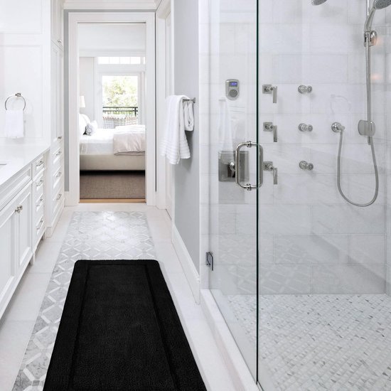 550x550-22108.jpg Unyqoos® Set van 2 Zwarte Badmatten en WC-mat met Antislip en Zachte Microvezel