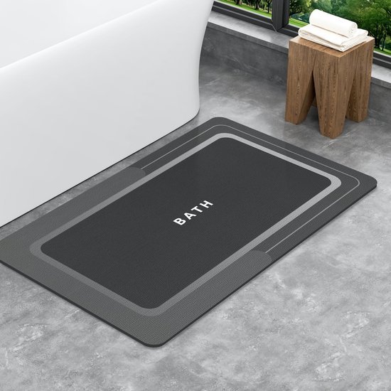 Unyqoos® Donkergrijze antislip badmat met snelle absorptie en wasbare functie