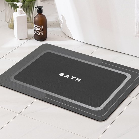 Unyqoos® Donkergrijze antislip badmat met snelle absorptie en wasbare functie