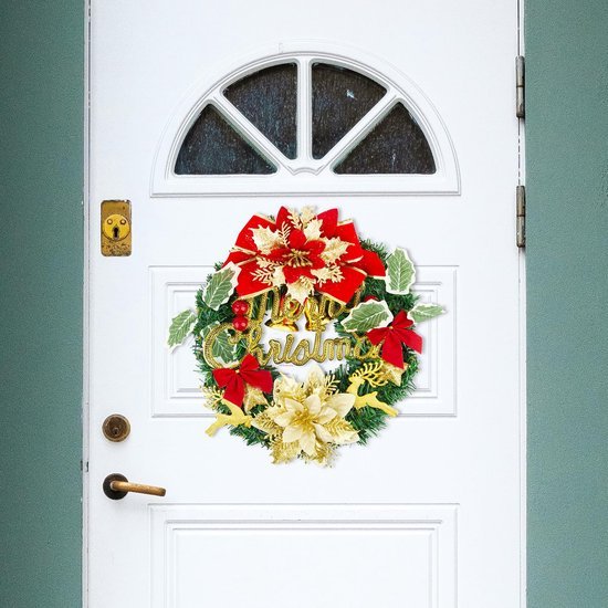 550x550-22159.jpg Unyqoos® Prachtige kunstkerstkrans met strik en bloemen voor feestelijke decoratie