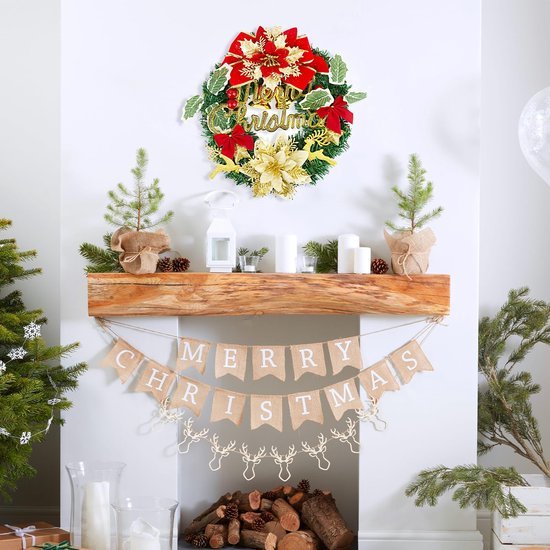 550x550-22161.jpg Unyqoos® Prachtige kunstkerstkrans met strik en bloemen voor feestelijke decoratie