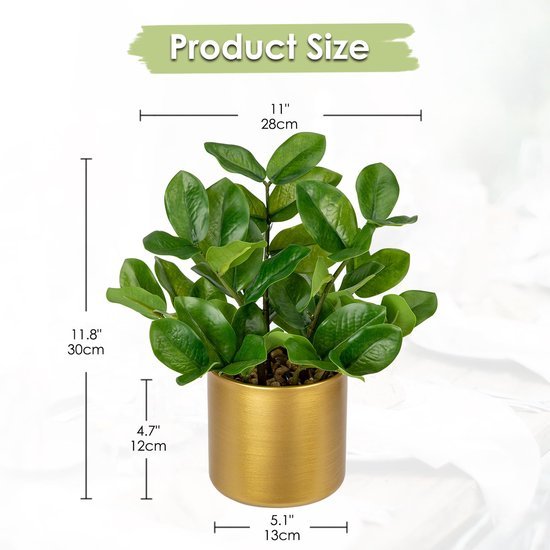 Unyqoos® Decoratieve kunstplanten in gouden pot voor huis en kantoor, groente, 30 cm
