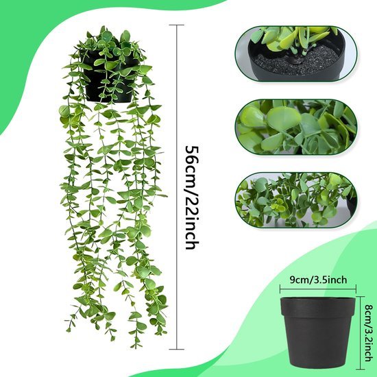 Unyqoos® Realistische hangende kunstplanten met eucalyptusbladeren voor binnen en buiten