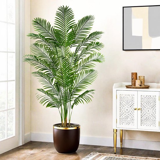 Unyqoos® Realistische kunstpalm van 180 cm met 18 stammen voor binnen en buiten