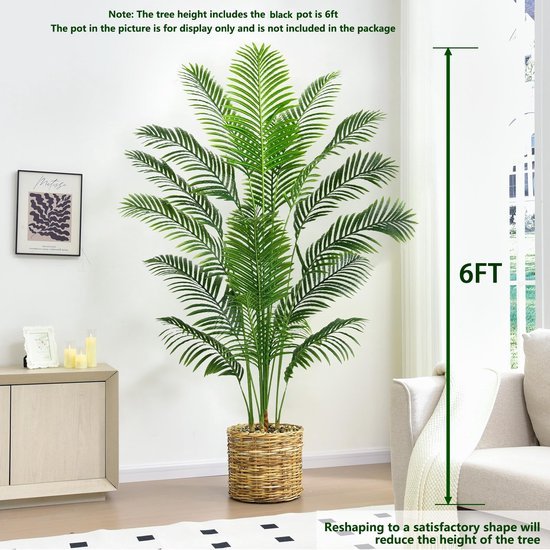 Unyqoos® Realistische kunstpalm van 180 cm met 18 stammen voor binnen en buiten