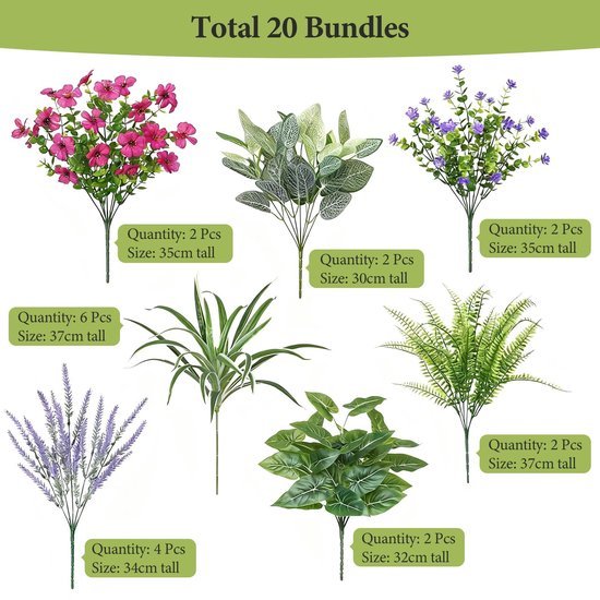 550x550-22245.jpg Unyqoos® Set van 20 Realistische Kunstplanten voor Binnen en Buiten Decoratie, 20 cm 20 stuks