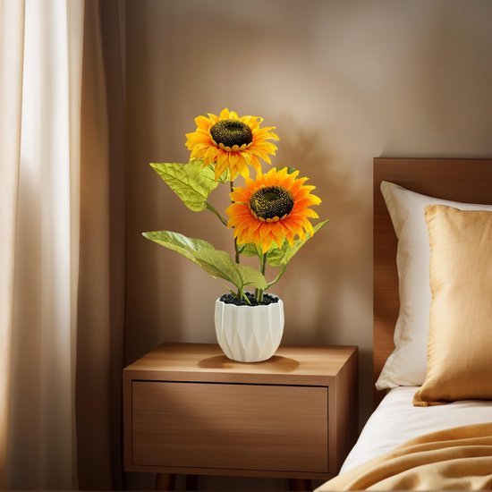 Unyqoos® Realistisch ogende gele kunstbloemen in pot voor interieurdecoratie