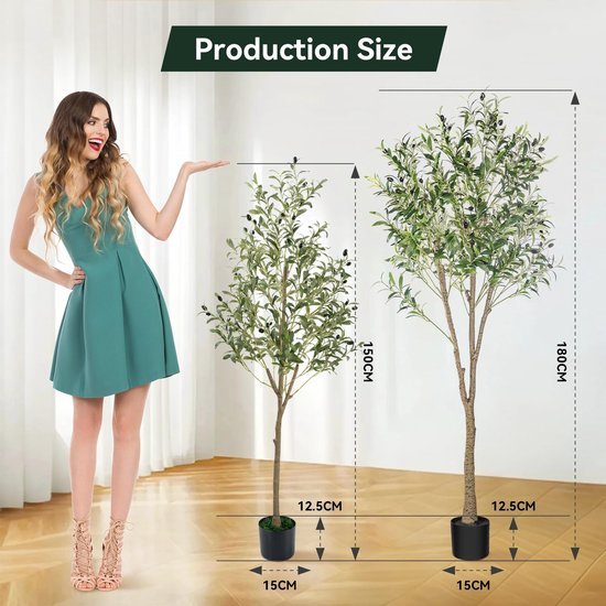Unyqoos® Realistische kunstmatige olijfboom van 150 cm voor stijlvolle interieurdecoratie
