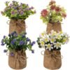 Unyqoos® Set van vier kleurrijke kunstplanten voor decoratie in huis of kantoor