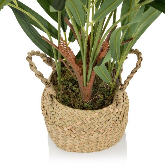 Unyqoos® Decoratieve kunstpalm met mand voor huis en tuin, onderhoudsvrij 65 cm