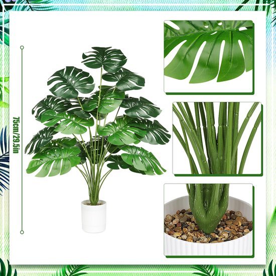 Unyqoos® Decoratieve kunstplant palm van 75 cm voor binnen en buiten gebruik