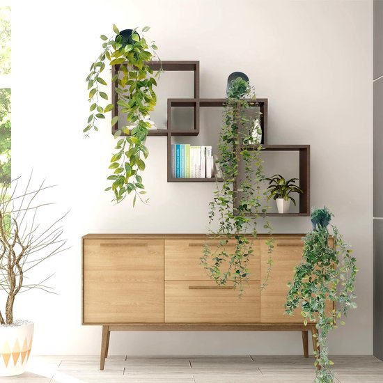 550x550-22315.jpg Unyqoos® Set van Vier Realistische Kunsthangplanten met Zwarte Potten voor Binnen en Buiten