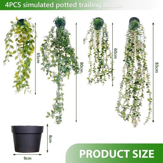 550x550-22316.jpg Unyqoos® Set van Vier Realistische Kunsthangplanten met Zwarte Potten voor Binnen en Buiten