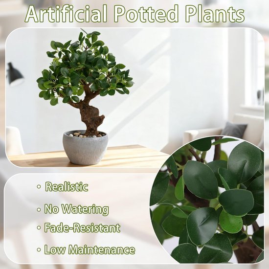 Unyqoos® Realistische kunstplant camelia in stijlvolle pot voor binnenhuisdecoratie