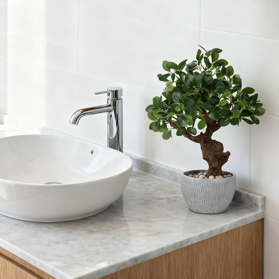 Unyqoos® Realistische kunstplant camelia in stijlvolle pot voor binnenhuisdecoratie
