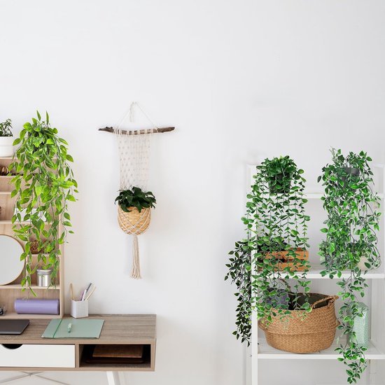 Unyqoos® Set van drie decoratieve kunsthangplanten in pot voor interieur en buitenruimte