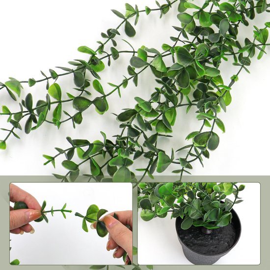 Unyqoos® Set van drie decoratieve kunsthangplanten in pot voor interieur en buitenruimte