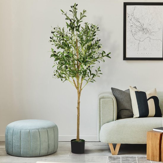 Unyqoos® Realistische kunstmatige olijfboom met bladeren en vruchten voor binnen- en buitendecoratie