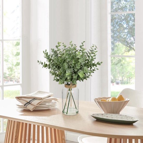 Unyqoos® Decoratieve kunstplant eucalyptus in glazen vaas voor interieurdecoratie
