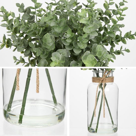 Unyqoos® Decoratieve kunstplant eucalyptus in glazen vaas voor interieurdecoratie