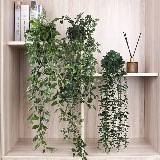 Unyqoos® Set van drie levensechte kunstplanten in pot voor diverse interieurdecoraties