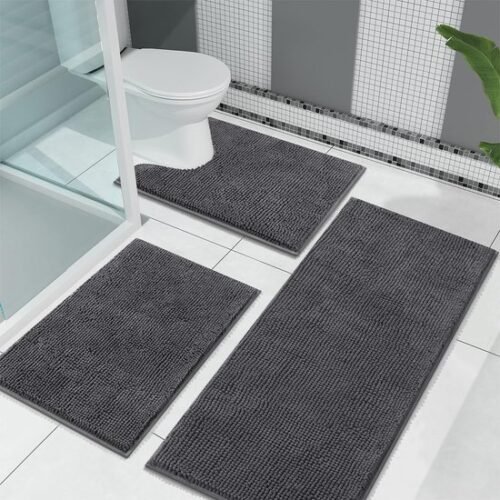 550x550-22401.jpg Unyqoos® Stijlvolle en Comfortabele Badmatset van Drie Stuks met Antislip en Wasbare Chenille