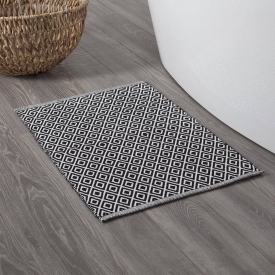 550x550-22413.jpg Unyqoos® Stijlvolle zwarte badmat met exotisch patroon voor badkamercomfort