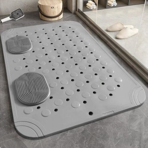 Unyqoos® Grijze antislip douchemat met massage en drainagegaten voor veilig baden