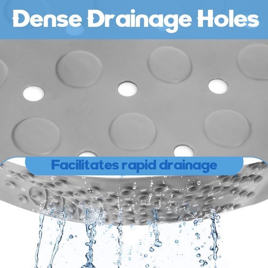 Unyqoos® Grijze antislip douchemat met massage en drainagegaten voor veilig baden