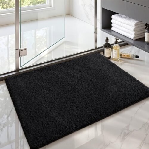 550x550-22553.jpg Unyqoos® Zwarte antislip badmat van microvezel 60x90 cm voor ultiem comfort