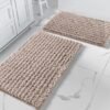 Unyqoos® Set van twee luxe badkamermatten in beige voor optimaal comfort en stijl