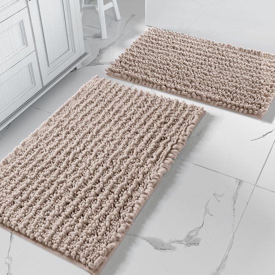 Unyqoos® Set van twee luxe badkamermatten in beige voor optimaal comfort en stijl