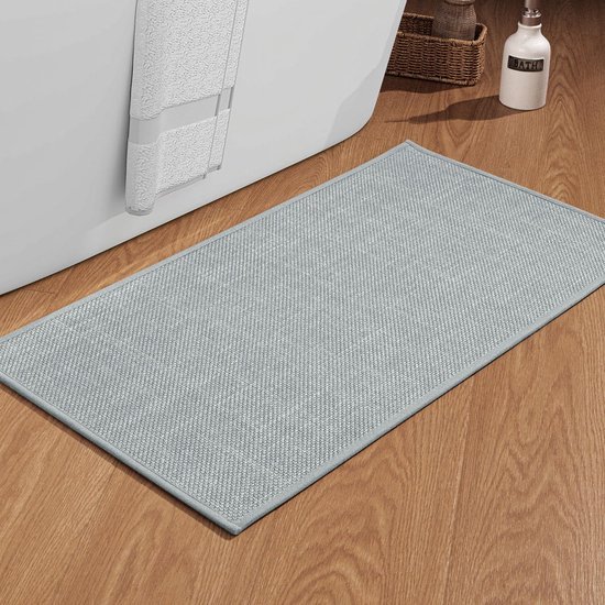 Unyqoos® Stijlvolle Antislip Badkamermat met Rubberen Achterkant 43 x 81 cm Lichtgrijs