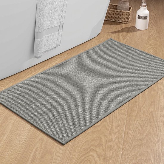 Unyqoos® Stijlvolle Antislip Badkamermat met Rubberen Achterkant 43 x 81 cm Lichtgrijs