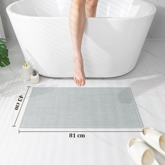 Unyqoos® Stijlvolle Antislip Badkamermat met Rubberen Achterkant 43 x 81 cm Lichtgrijs