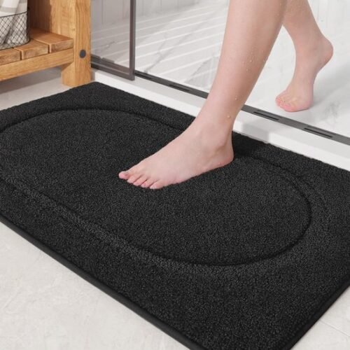 550x550-22594.jpg Unyqoos® Zwarte zachte badmat met antislip en waterabsorberend microvezelmateriaal