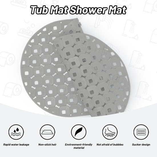 Unyqoos® Ovale antislip douchemat met afvoergaten en wasbare TPR-constructie