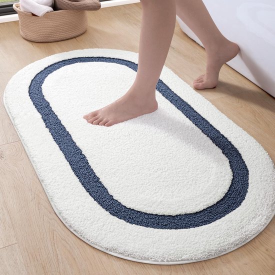 Unyqoos® Ovale antislip badmat in blauw voor badkamer en toilet decoratie