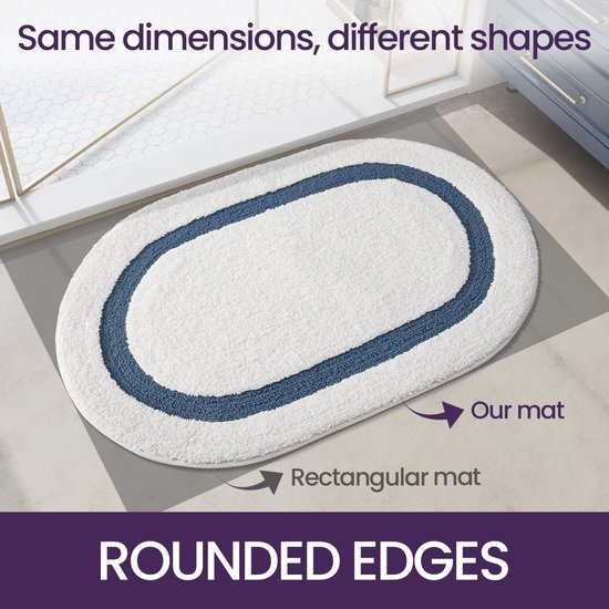 Unyqoos® Ovale antislip badmat in blauw voor badkamer en toilet decoratie