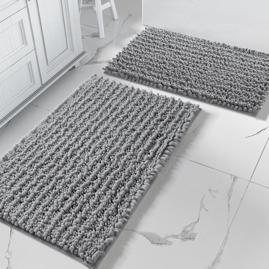 550x550-22669.jpg Unyqoos® Luxueuze 2-delige Chenille Badmat Set met Antislip voor Comfortabele Badkamervloeren, Grijs