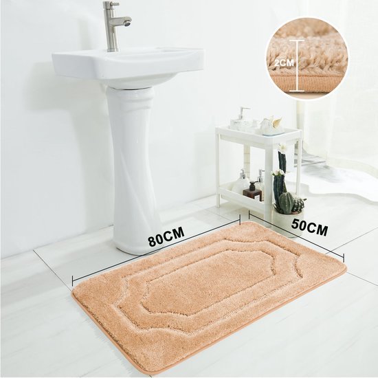 Unyqoos® Zachte en Antislip Badmat voor Douche, Bad en Toilet - Waterabsorberend en Wasbaar, Beige, 50 x 80 cm