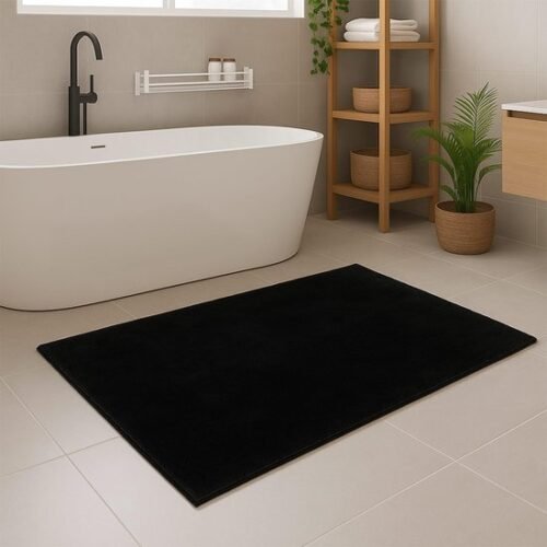 550x550-22733.jpg Unyqoos® Zwarte wasbare badmat met antislip en zachte touch voor badkamer