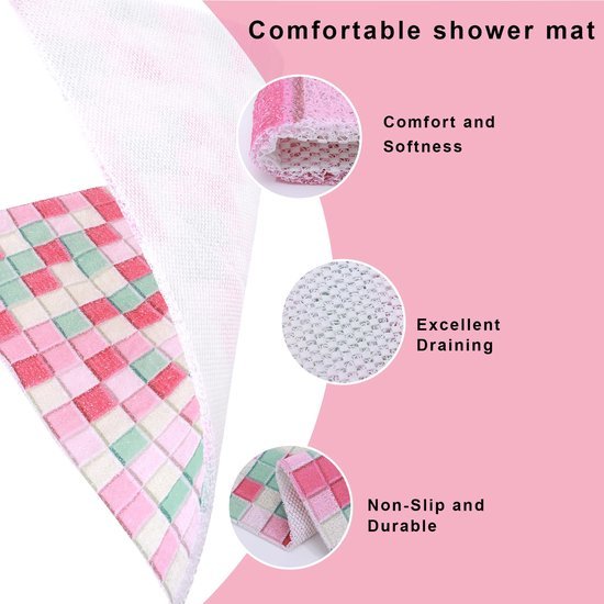 Unyqoos® Antislip Douchemat met Sneldrogend Luffa Oppervlak voor Veilig Douchen