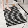 Unyqoos® Zwarte antislip badmat met voetmassage en afvoergat voor douche en badkuip