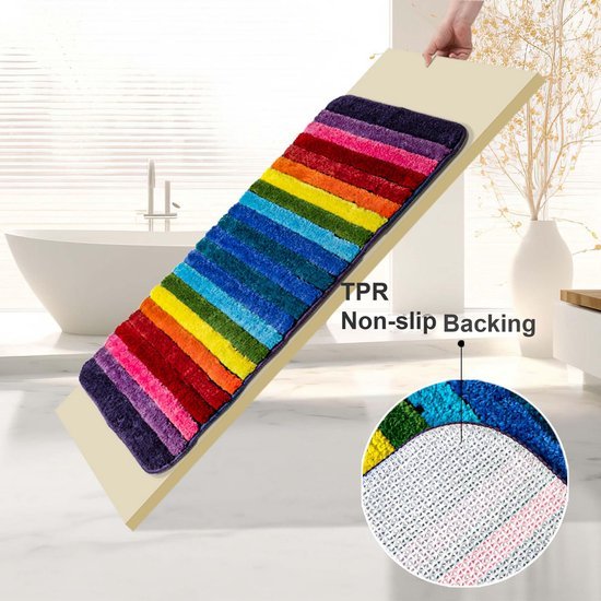 Unyqoos® Zachte en Kleurige Regenboog Badmat voor Stijlvol en Veilig Badkamercomfort