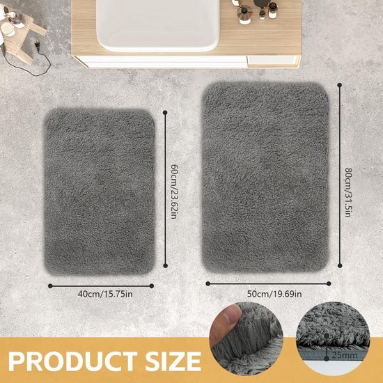550x550-22786.jpg Unyqoos® Zachte en absorberende antislip badmat van microvezel in grijze tint