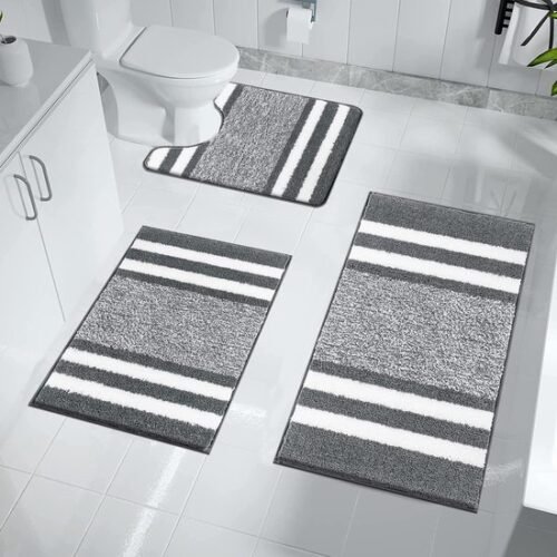 550x550-22792.jpg Unyqoos® Twee Rechthoekige Badmatten en Toiletmatset met Luxe Hoogpolig Comfort voor Badkamer