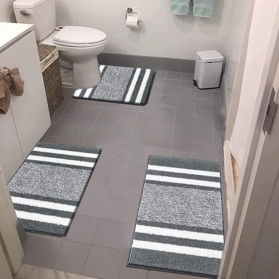 Unyqoos® Twee Rechthoekige Badmatten en Toiletmatset met Luxe Hoogpolig Comfort voor Badkamer